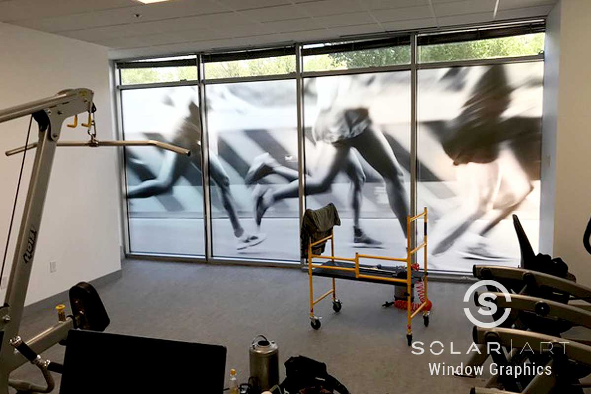Window graphics for fitness center 