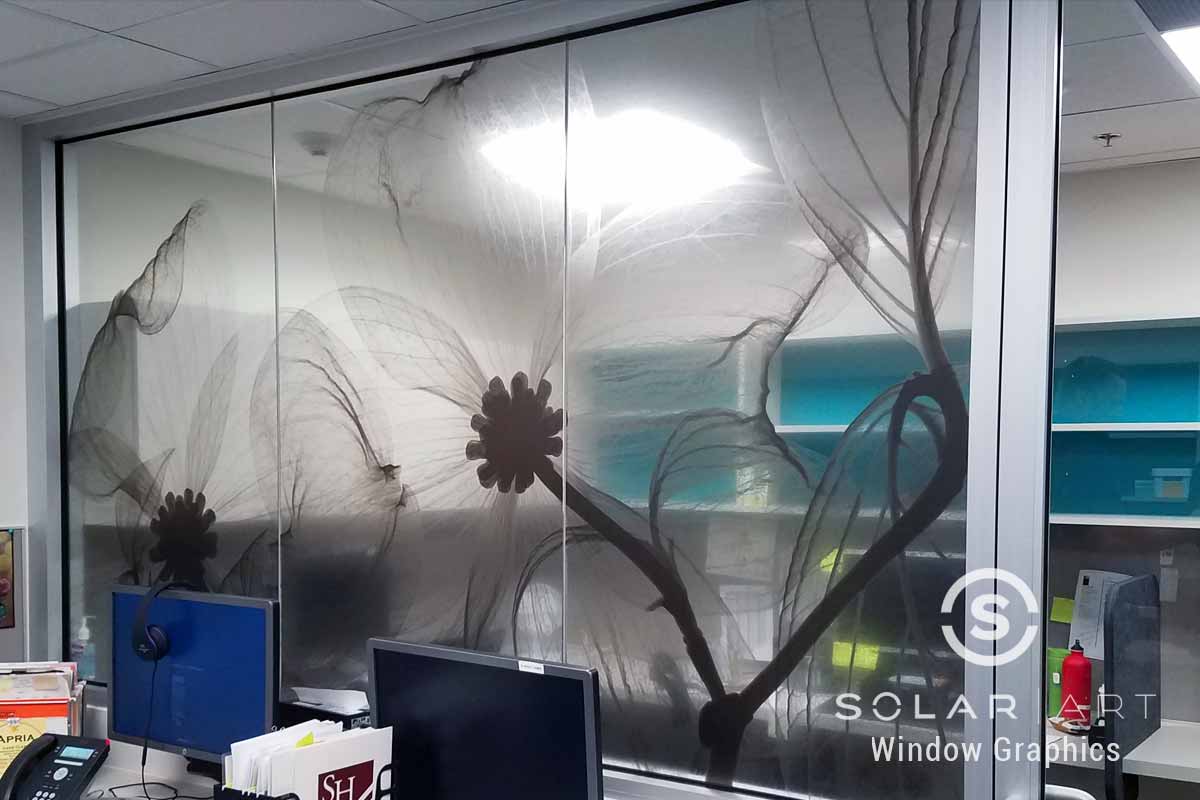 Window graphics with flowers