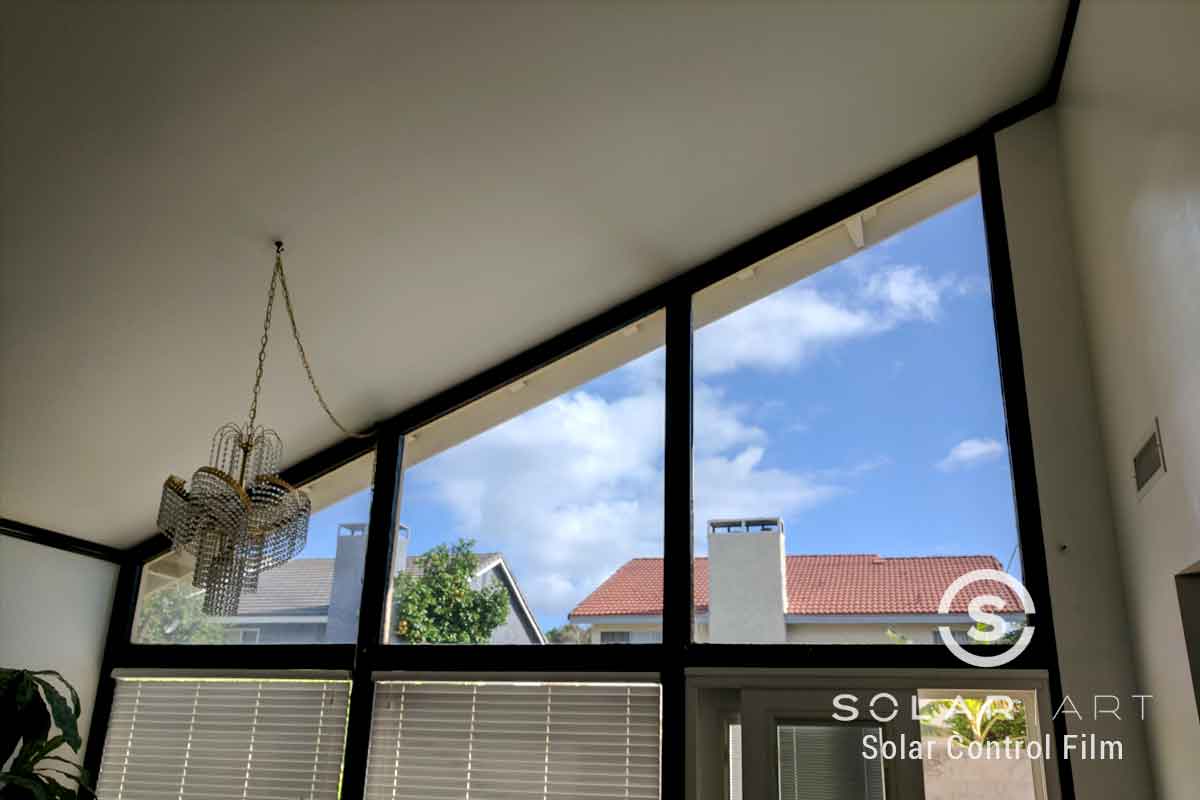 Heat blocking window tint for living room windows