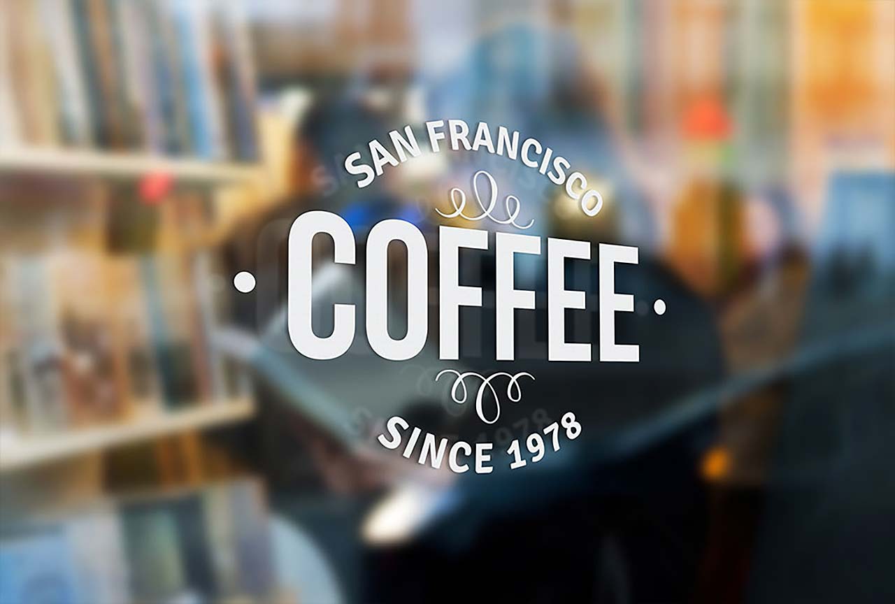 San Francisco window graphics for coffee shop